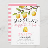 サンシャインレモネードとおもしろいガールズバースデーパーティー 招待状 (正面/裏面)