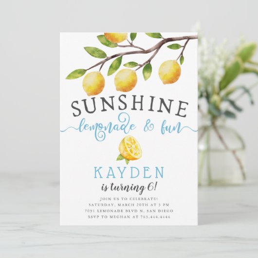 サンシャインレモネードとおもしろいボーイズバースデーパーティー 招待状 (スタンド正面)