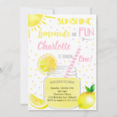 サンシャインレモネードアンドおもしろい誕生日招待状 招待状 (正面)
