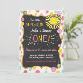サンシャインレモネードバースデーパーティー招待ピンク 招待状 (スタンド正面)