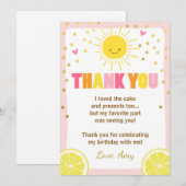 サンシャインレモネード誕生日サンキューカード 招待状 (正面/裏面)