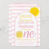 サンシャインレモネード1st誕生日パーティの招待状 招待状 (正面/裏面)