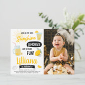 サンシャインレモネード&おもしろいAny Ageフォト誕生日 招待状 (スタンド正面)