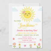 サンシャインワイルドフラワーパーティー1st誕生日招待状 招待状 (正面)