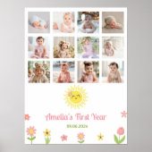 サンシャインワイルドフラワー誕生日フォトマイルストーン ポスター (正面)