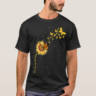 サンシャインヴィンテージヒマワリと蝶（昆虫）オオカバマダラ、モナーク Tシャツ