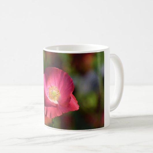 サンシャイン写真のピンクのポピー コーヒーマグカップ (正面右)
