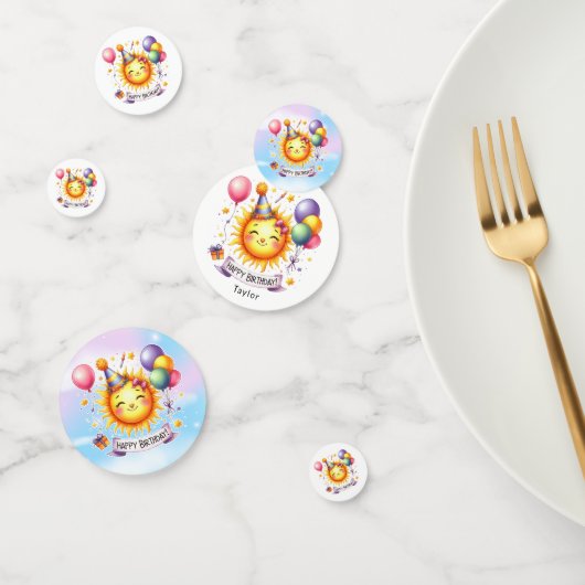 サンシャイン名前をカスタムするハッピーバースデー コンフェッティ (グループ)