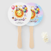 サンシャイン名前をカスタムするハッピーバースデー ハンドファン (正面&裏面)