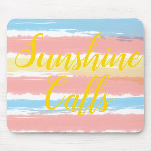 サンシャイン呼び出しピンクブルーストライプイエローの水色 マウスパッド (正面)