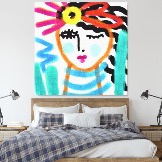 サンシャイン抽象芸術デジタルポートレートの女性 キャンバスプリント (インサイチュ (寝室))