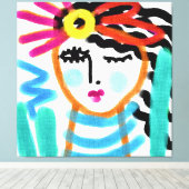 サンシャイン抽象芸術デジタルポートレートの女性 キャンバスプリント (インサイチュ (ウッドフロア))