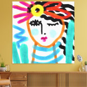 サンシャイン抽象芸術デジタルポートレートの女性 キャンバスプリント (インサイチュ (リビング))