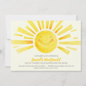 サンシャイン明るい黄色の白っぽい赤ちゃんシャワー 招待状 (正面)
