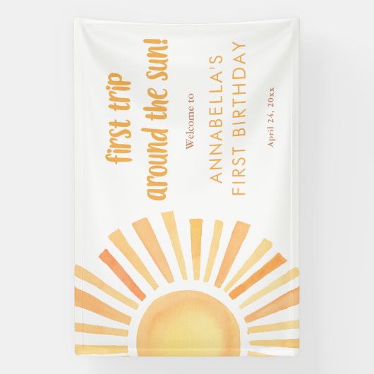 サンシャイン最初ののまわりに旅行は太陽1番目の誕生日 横断幕 (縦)