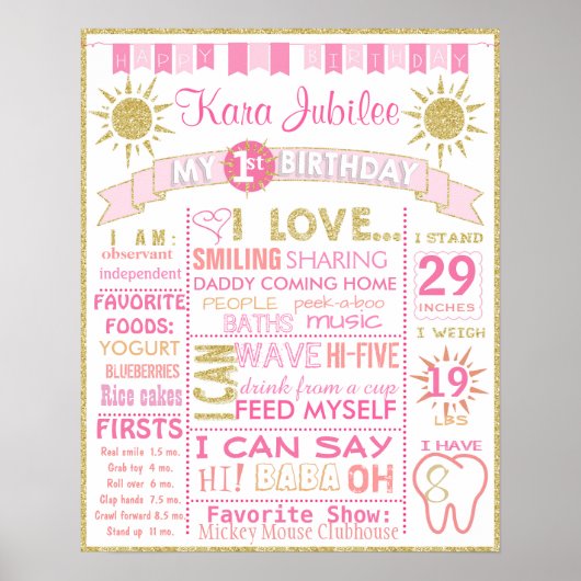 サンシャイン最初の誕生日ボードの看板ポスターガール ポスター (正面)