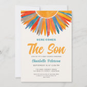 サンシャイン来ここの息子の男の子のシャワー 招待状 (正面)