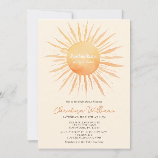 サンシャイン男女兼用ベビーシャワー 招待状 (正面)