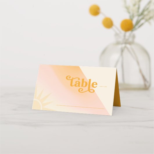 サンシャイン結婚タイポグラフィのテーブルID1048 プレイスカード (正面)