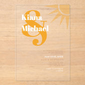 サンシャイン結婚タイポグラフィのマリゴールドID1048 アクリル招待状 (正面)