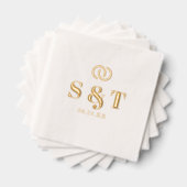 サンシャイン結婚タイポグラフィリングや輪ID1048 箔ナプキン (インサイチュ (積み重ね))