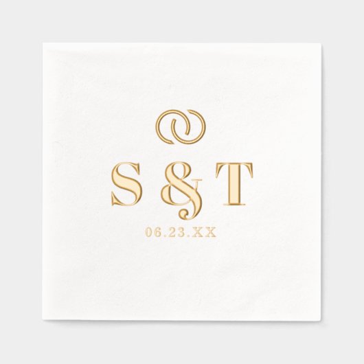 サンシャイン結婚タイポグラフィリングや輪ID1048 箔ナプキン (正面)