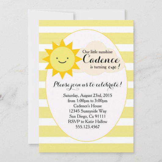 サンシャイン誕生日の招待 招待状 (正面)