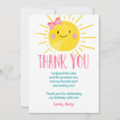 サンシャイン誕生日ガールサンキューカード夏 招待状 (正面)