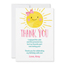 サンシャイン誕生日ガールサンキューカード夏