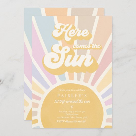 サンシャイン誕生日ボホ1stのまわりにトリップザサン 招待状 (正面/裏面)