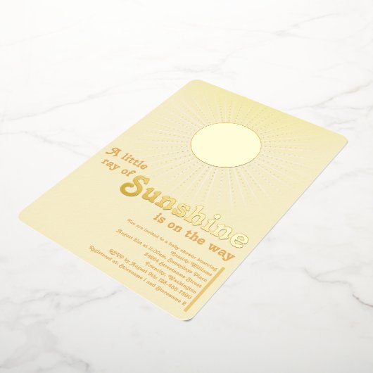 サンシャイン金ゴールドサンベビーシャワーフォイル招待状 箔招待状 (回転した状態)