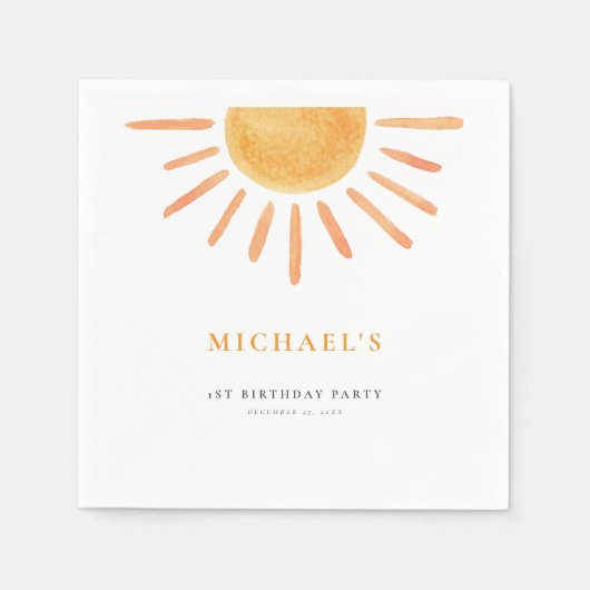 サンシャイン魅力的誕生日紙ナプキンアエージ スタンダードカクテルナプキン (正面)
