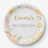 サンシャイン1歳の誕生日プレート ペーパープレート (正面)
