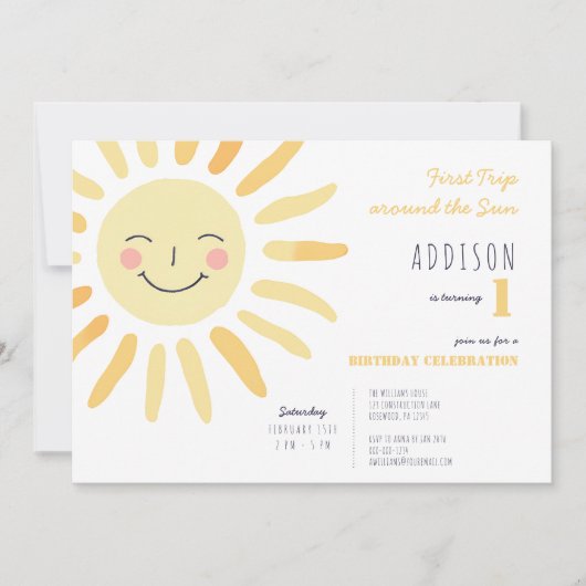 サンシャイン1歳の誕生日 招待状 (正面)