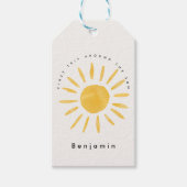 サンシャイン1誕生日の水のカラー太陽 ギフトタグ (正面)