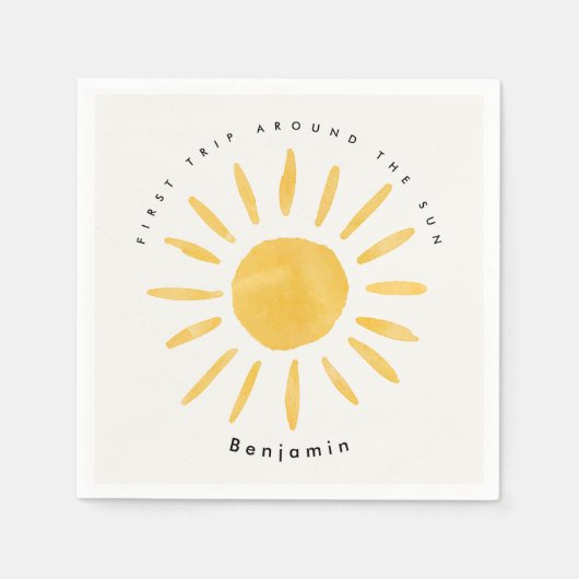 サンシャイン1誕生日の水のカラー太陽 スタンダードカクテルナプキン (正面)