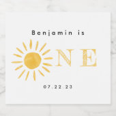 サンシャイン1誕生日の水のカラー太陽 スパークリングワインラベル (シングルラベル)