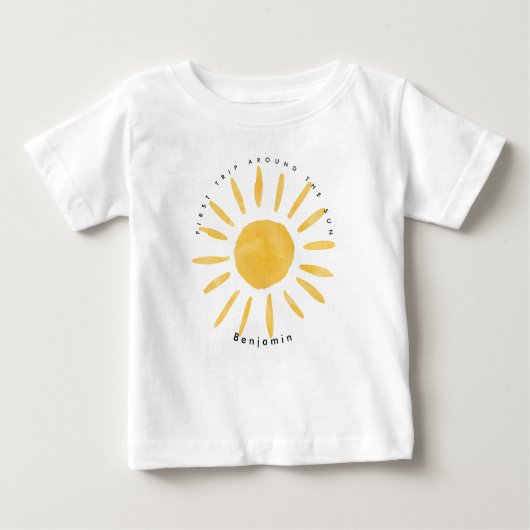 サンシャイン1誕生日の水のカラー太陽 ベビーTシャツ (正面)