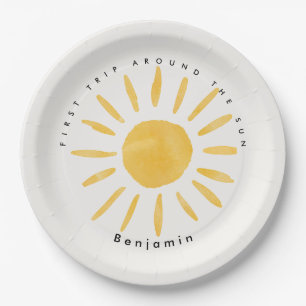 サンシャイン1誕生日の水のカラー太陽 ペーパープレート