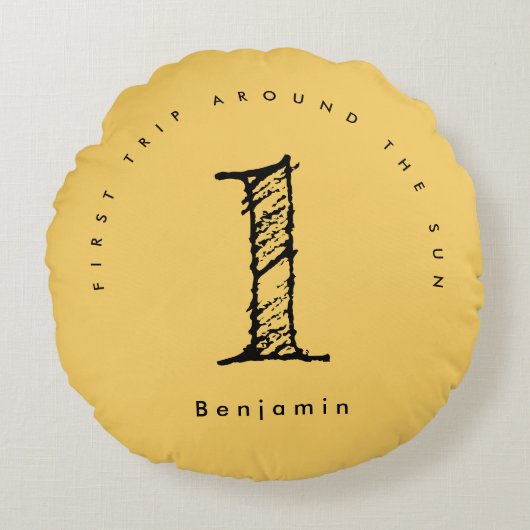 サンシャイン1誕生日の水のカラー太陽 ラウンドクッション (正面)