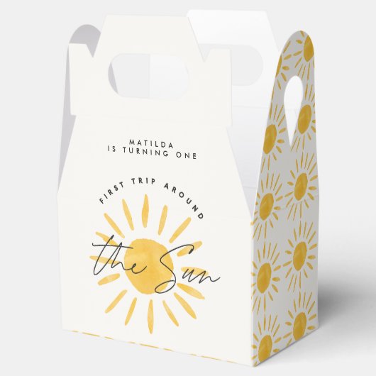 サンシャイン1誕生日ウォーターカラーサンイエロモダンー フェイバーボックス (オープン)