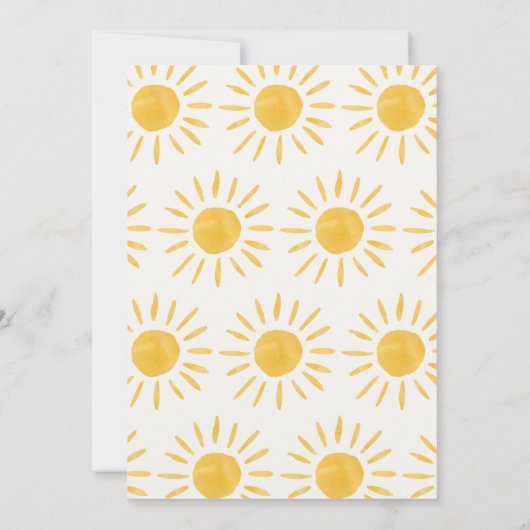 サンシャイン1誕生日ウォーターカラーサンイエロモダンー 招待状 (裏面)