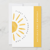 サンシャイン1誕生日ウォーターカラーサンイエロモダンー 招待状 (正面)