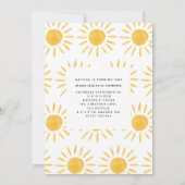 サンシャイン1誕生日ウォーターカラーサンイエロモダンー 招待状 (裏面)