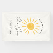 サンシャイン1誕生日ウォーターカラーサンイエロモダンー 横断幕 (横)