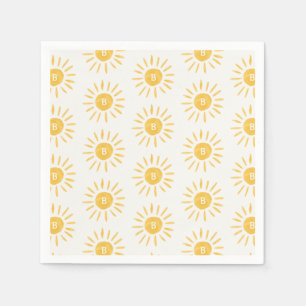 サンシャイン1stバースデーウォーターカラーサンイニシャル スタンダードカクテルナプキン