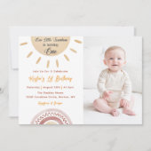 サンシャイン1st誕生日Our Little Sunshine Photo 招待状 (正面)