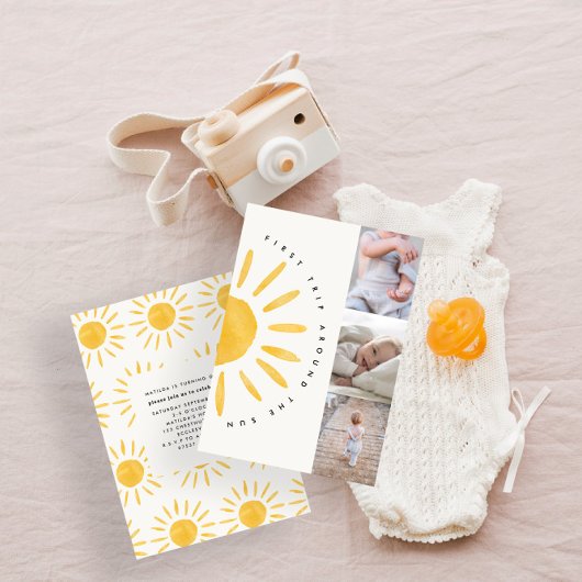 サンシャイン1th誕生日の水の色の太陽の数々の写真 招待状