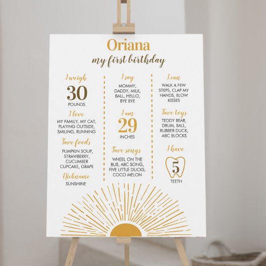 サンシャイン1th誕生日マイルストーンサイン ポスター