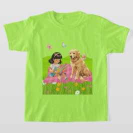 サンシャイン・アンド・ストーリータイム – 女の子と犬 Tシャツ